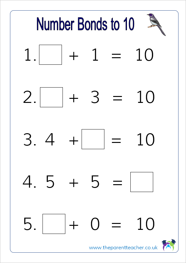 numberbonds to 10 worksheet